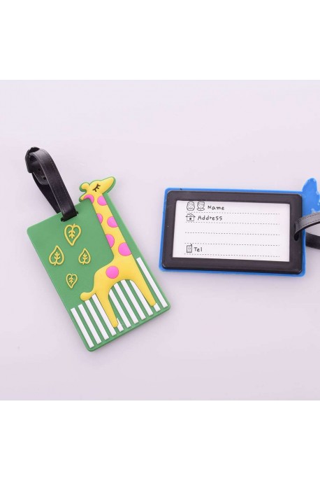 Silicon suitcase tag - giraffe : colour:Green
