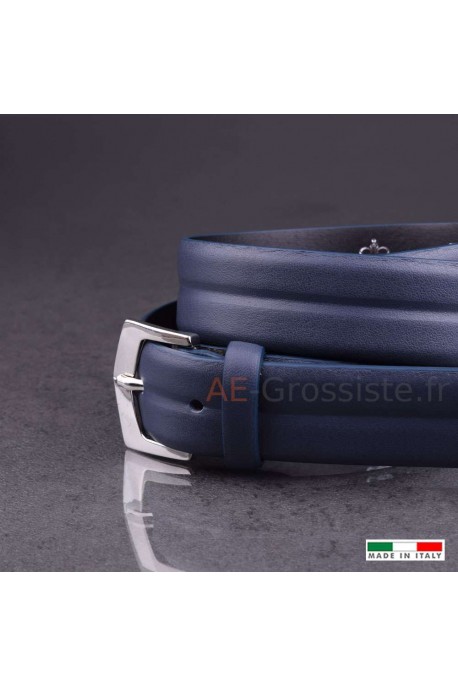 23641 Leather belt Navy blue