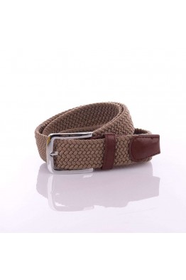 KJ P010 Elastic braided belt - Light Brown