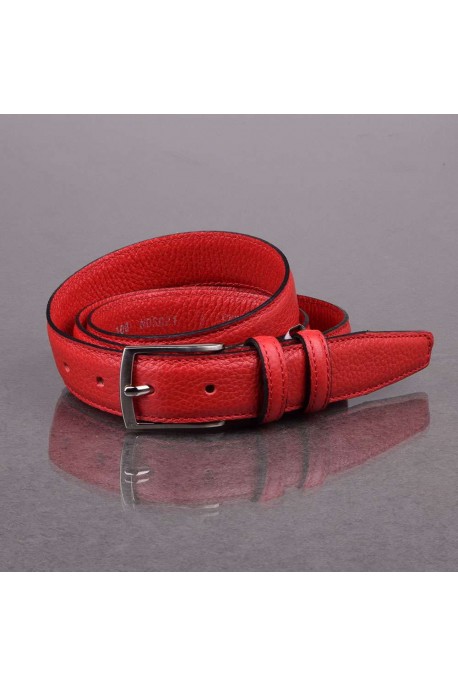 NOS021 CEINTURE EN CUIR ITALIENNE ROUGE : Taille : :100cm