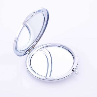 Miroir De Poche Arpin Bleu Avec Cadre Gris - Diamètre 10,5 Cm - Parfait état - Pratique Et élégant