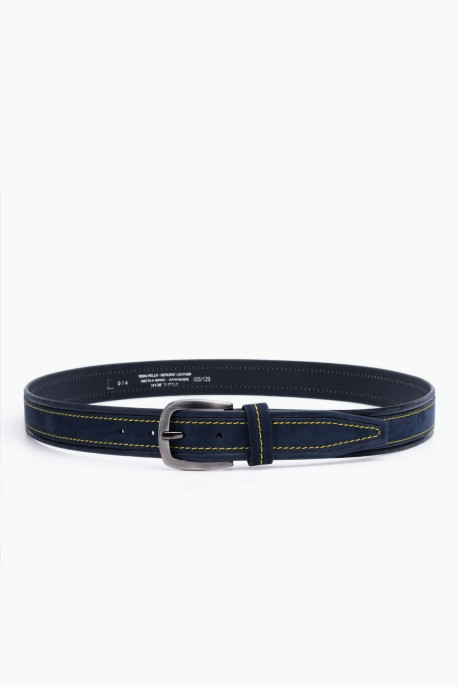 ZE-014-35 Leather Belt - Navy
