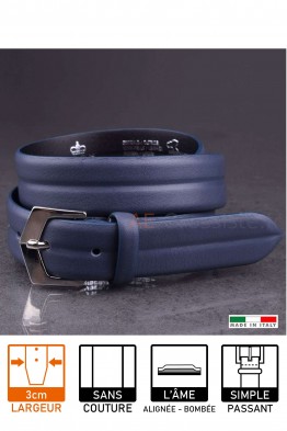 23641 Leather belt Navy blue