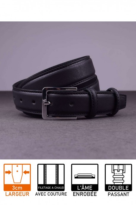 F027/30-EF Leather belt - Black