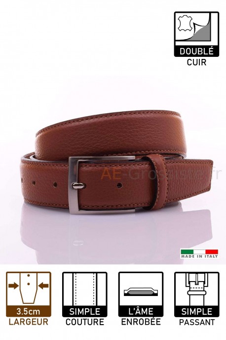 NOS020/35 CEINTURE EN CUIR Italienne - Cognac