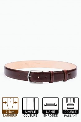 ZE-007-35 Leather Belt - Dark brown