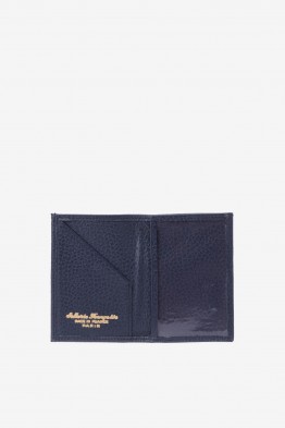 SF6003-Navy blue Leather card holder - La Sellerie Française