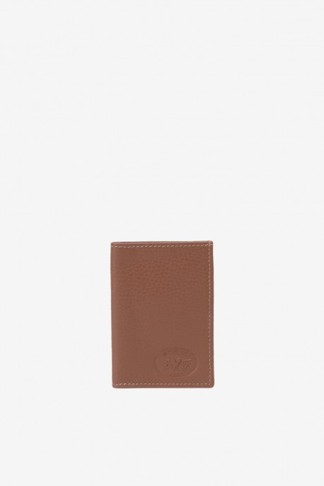 SF6003-cognac Leather card holder - La Sellerie Française