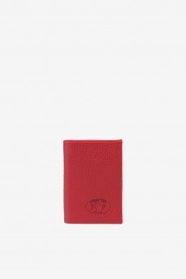SF6003-Red Leather card holder - La Sellerie Française