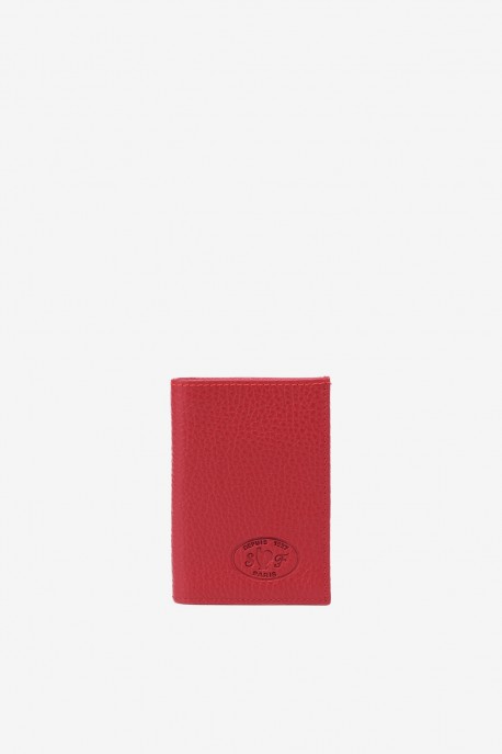 SF6003-Red Leather card holder - La Sellerie Française