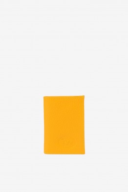 SF6003-Yellow Leather card holder - La Sellerie Française