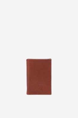 SF6003-Brown Leather card holder - La Sellerie Française