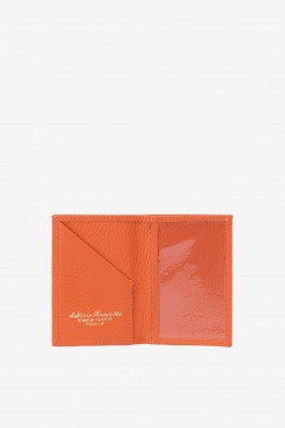 SF6003 Orange Leather card holder - La Sellerie Française