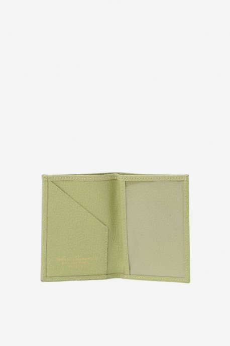 SF6003 Light Green Leather card holder - La Sellerie Française
