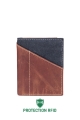 L628DE Portefeuille en cuir LUPEL® DENIM avec protection RFID : Couleur:Marron/Bleu