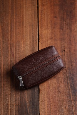 ZEVENTO ZE-2111-22 Porte-monnaie grain de café en cuir de vachette
