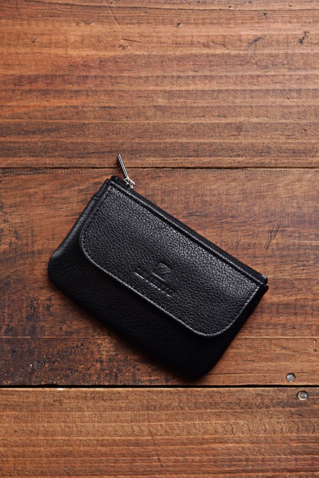 ZEVENTO ZE-2123-22 Porte-monnaie porte-clé en cuir de vachette : couleur:Noir (Black)