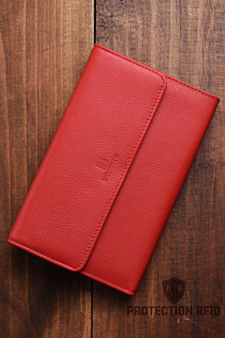 ZEVENTO ZE-2126R Big Leather wallet with RFID protection