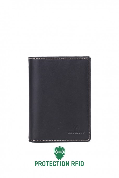 ZEVENTO ZE-4113R Leather wallet with RFID protection : colour:Black