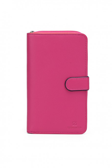 ZEVENTO ZE-3114R Big Leather wallet Multicolor with RFID protection : colour:Fuschia - Multicolor