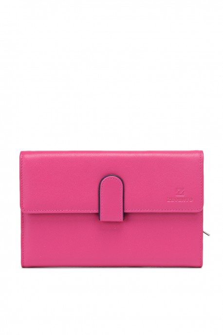 ZEVENTO ZE-3115R Portefeuille compagnon en cuir multicolore avec protection RFID : couleur:Fuschia - Multicolore