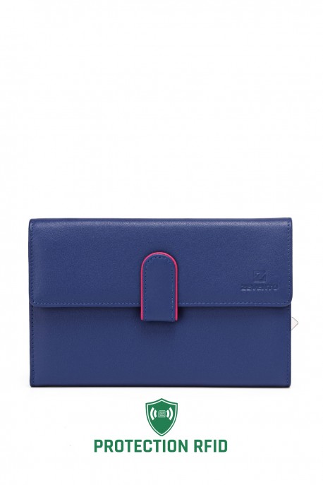 ZEVENTO ZE-3115R Portefeuille compagnon en cuir multicolore avec protection RFID