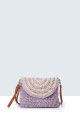 8958-BV Crocheted paper straw shoulder bag : Color:Lilac