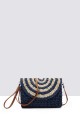 8958-BV Crocheted paper straw shoulder bag : Color:Black