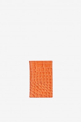 Porte-carte Cuir style croco- La Sellerie Française - SF6001-CROC-22T1 Orange