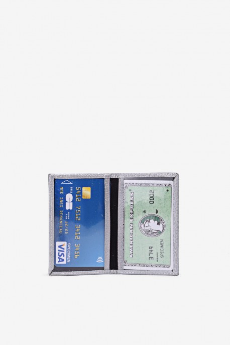 Leather card holder SF6001- SF6001-VDT1 silver - La Sellerie Française