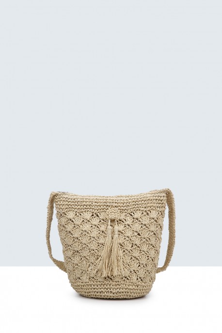 8950-BV Crocheted paper straw handbag