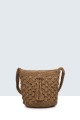 8950-BV Crocheted paper straw handbag : Color:Camel
