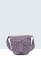 8950-BV Crocheted paper straw handbag : Color:Lilac