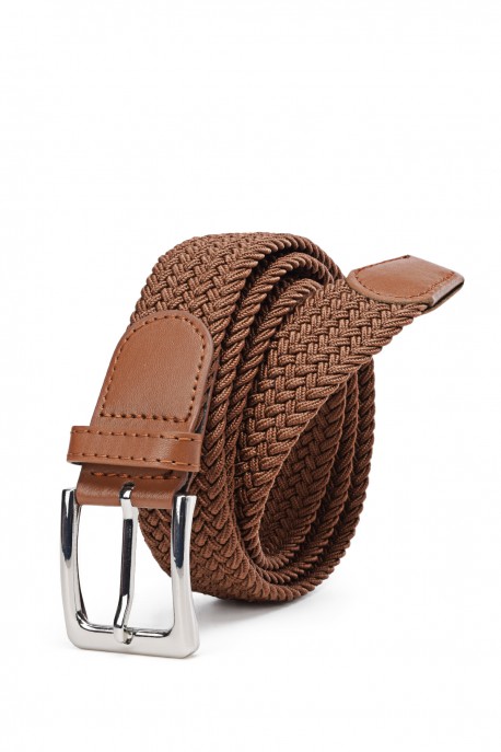 ZSP-357 Braided elastic belt - Cognac