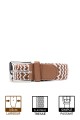 ZSP-357 Braided elastic belt - Bicolor Cognac-White : Taille : :Taille 40 / 105cm, Colors:BC001 Cognac - White