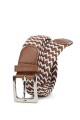 ZSP-357 Braided elastic belt - Bicolor Cognac-White