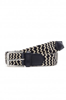ZSP-357 Ceinture tressée élastique - Bicolor Marine-Beige
