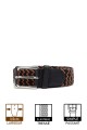 ZSP-357 Braided elastic belt - Bicolor Black-Cognac : Taille : :Taille 40 / 105cm, Colors:BC004 Black - Cognac