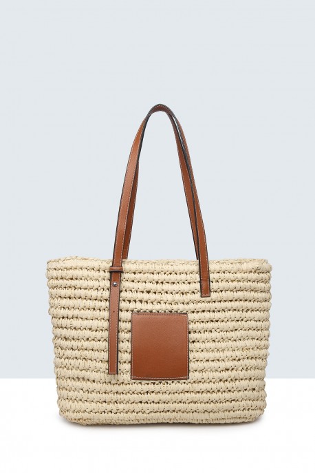 9007-BV Crocheted paper straw handbag