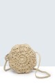 9017-BV Shoulder bag made of crocheted paper straw : Color:Beige