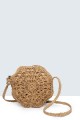 9017-BV Shoulder bag made of crocheted paper straw : Color:Camel