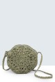 9017-BV Shoulder bag made of crocheted paper straw : Color:Kaki