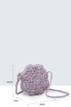 9017-BV Shoulder bag made of crocheted paper straw : Color:Lilac