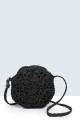 9017-BV Shoulder bag made of crocheted paper straw : Color:Black