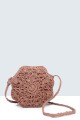 9017-BV Shoulder bag made of crocheted paper straw : Color:Vieux rose