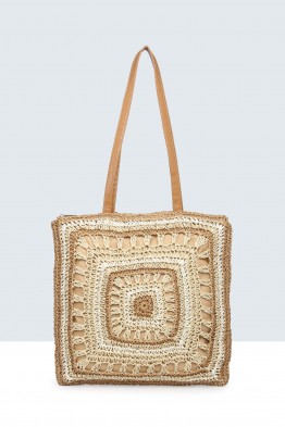 8813-BV Crocheted paper straw handbag
