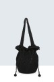 9026-BV Handbag made of crocheted : Color:Black
