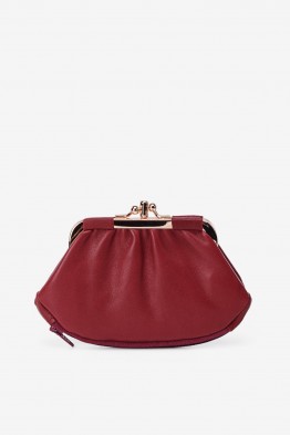 SF2235 Lamb leather purse with clasp - Bordeaux
