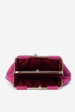 SF2235 Lamb leather purse with clasp - Fuchsia