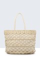 8810-BV Crocheted paper straw handbag : Color:Beige
